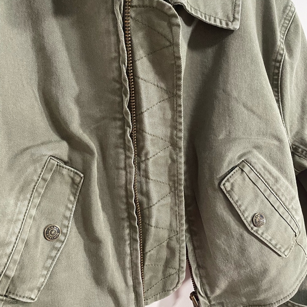 Sam Edelman Cropped Moto Jacket XS -army green - Picture 9 of 15